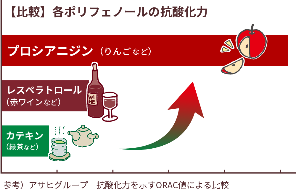 ポリフェノールの抗酸化力グラフ